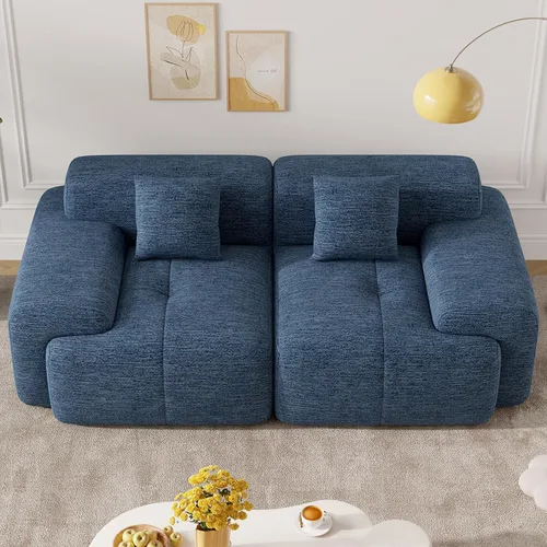 Vista 13 de Sofá biplaza Cloud de 85 pulgadas en una caja, moderno sofá pequeño no requiere montaje, cómodos sillones de asiento profundo sin estructura