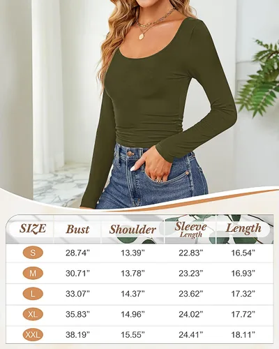 Vista 6 de 3 piezas de camisetas cortas básicas de manga larga para mujer, ajustadas, cuello redondo, color liso, casual, para mujer