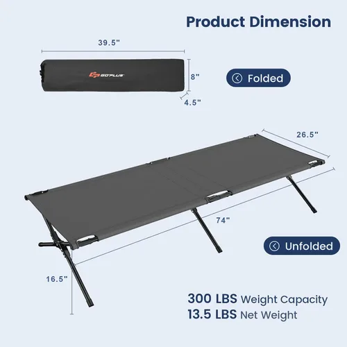 Vista 7 de Goplus Catre plegable para acampar con bolsa de transporte, cama de dormir portátil y ligera para exteriores para adultos y niños, capacidad