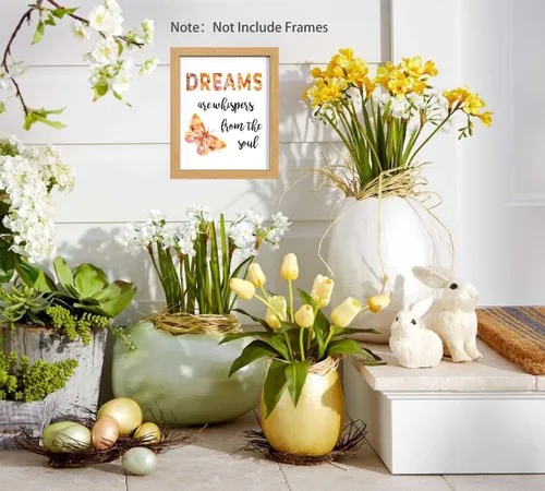 Vista 5 de YIMEHDAN Impresión artística con cita inspiradora de mariposas en acuarela, impresión en lienzo de mariposas con flores, obra de arte floral natural