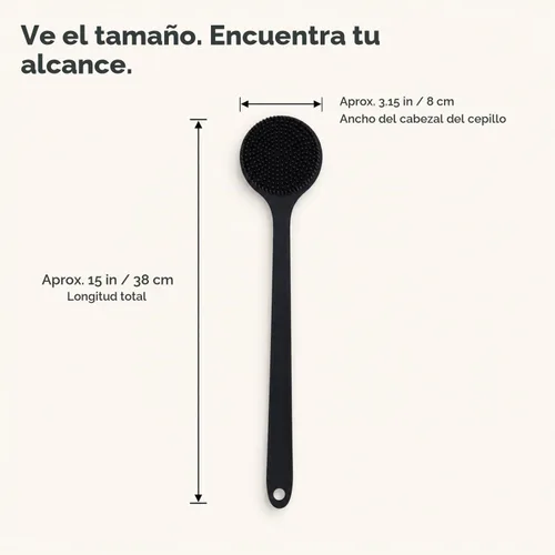 Vista 5 de Depurador corporal de silicona, depurador de espalda de mango largo para cuerpo, cepillo de espalda para ducha, exfoliante corporal Negro