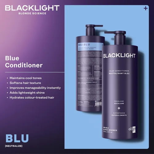 Vista 3 de Oligo Professionnel - Acondicionador azul - Rubio negro Science NEU BLU - Elimina el cobrizo - Hidrata y suaviza para una textura sedosa - Mejora