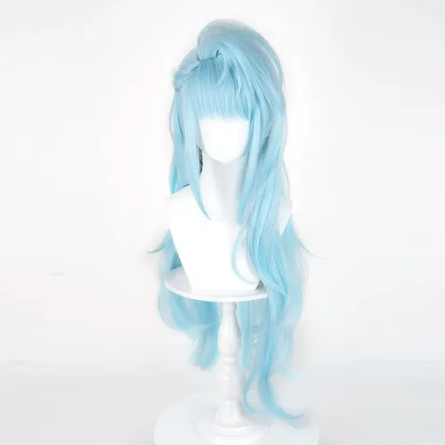 Vista 22 de Peluca para cosplay, disfraz de anime, pelo largo, cabello ondulado negro con flequillo y para mujer, fiesta familiar de Halloween Isolda