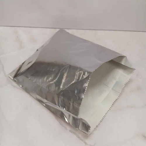 Vista 3 de Bolsas grandes de papel de aluminio para hamburguesa/hamburguesa con queso/sándwich, resistentes a la grasa, las mantiene calientes, color plateado