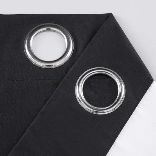 Vista 2 de Rooney Cortinas cortas negras para ventana, cortinas opacas con aislamiento con ojales, para cocina, sótano, oficina, 2 piezas, 30 x 36 pulgadas por