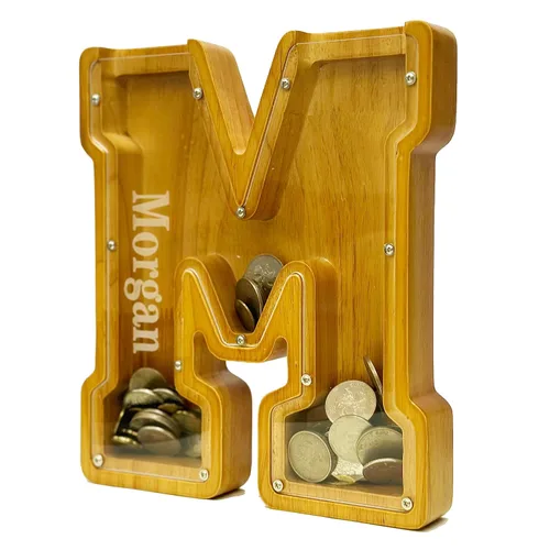 Vista 35 de Alcancía personalizada grande de madera con letras, alcancía de monedas, alcancía personalizada con nombre, puede usarse como regalo de Navidad