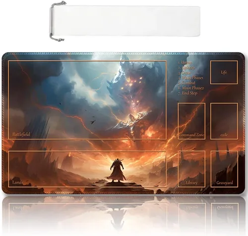 Vista 63 de Tapete de juego MTG cosido de alta calidad con zonas y respaldo de goma antideslizante, tapete de juego TCG para MTG y otros juegos de cartas, Dkt