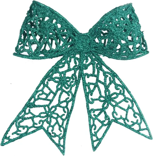 Vista 7 de YYCRAFT Flores de pascua con purpurina con purpurina, lazo de mariposa de 5 pulgadas para adornos de árbol de Navidad, decoraciones de Navidad