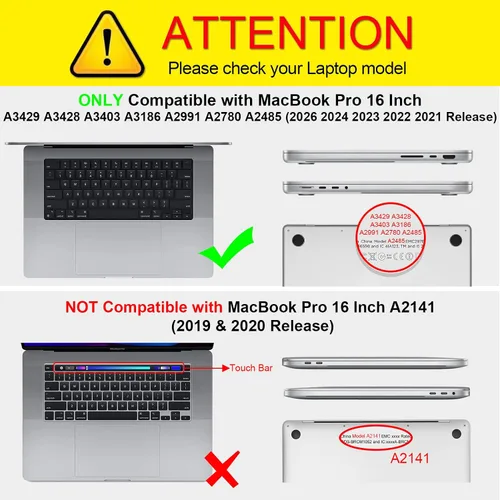 Vista 2 de Fintie Carcasa rígida para MacBook Pro de 16 pulgadas, color negro cristal Chip A3428 A3429 A3403 A3186 A2991 A2780 A2485 (2021-2026)