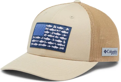 Vista 3 de Columbia Gorra de Béisbol de Malla con Logotipo PFG Unisex para Adultos Bandera de fósil antiguo/trucha