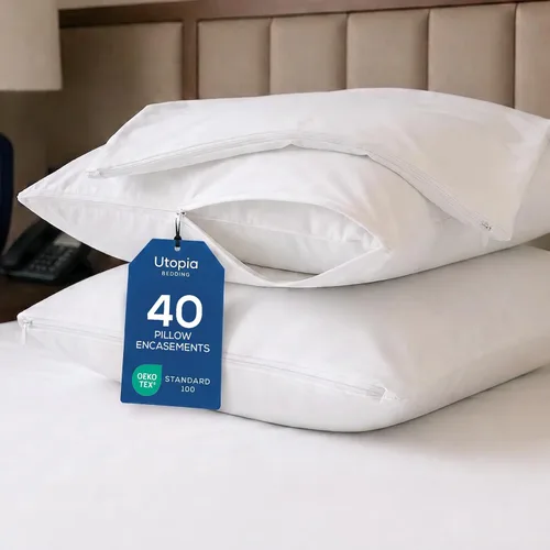 Vista 14 de Utopia Bedding - Funda de almohada impermeable con cremallera, 20 x 26 pulgadas, 2 unidades, estándar, color blanco