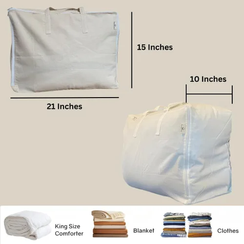 Vista 3 de Bolsa de Almacenamiento con Asas para Ropa de Cama, Edredones, Mantas, Sábanas - Organizador de Armario Grueso, Suave y Transpirable para Debajo