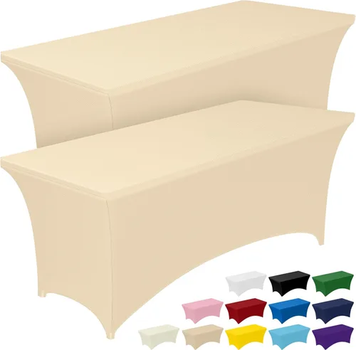 Vista 9 de Pureegg - Juego de 2 manteles de elastano ajustables de 1,2 m para mesas rectangulares, mantel elástico y sin arrugas para mesa de masajes, fiestas