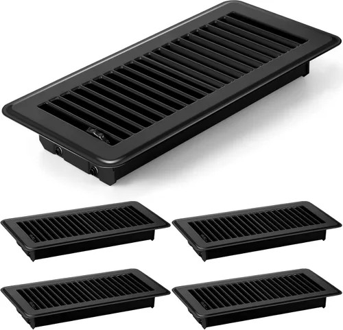 Vista 20 de 4 cubiertas de ventilación de piso de 10'', rejillas de piso de servicio pesado, cubiertas de ventilación de calor de metal con acabado a prueba