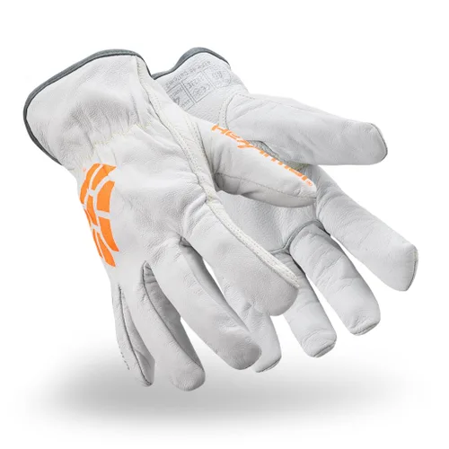 Vista 14 de HexArmor Chrome SLT® Series 4067 Leather Work Gloves, Large Resistente a los cortes, protección contra impactos 4067 Cuero Blanco y Naranja Impact
