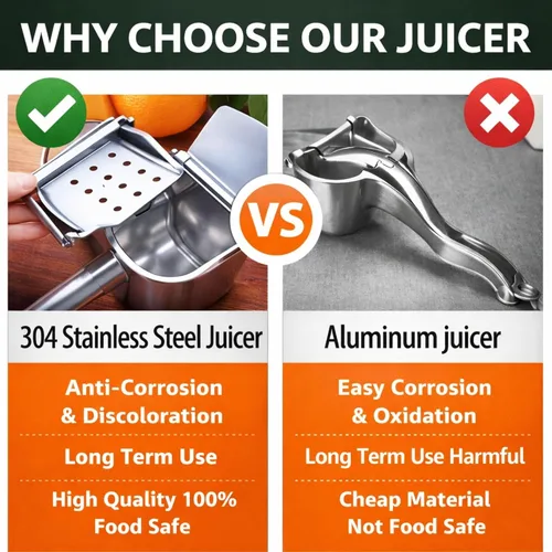 Vista 7 de Exprimidor de limón grande de acero inoxidable - Exprimidor de limón resistente fácil de apretar - Exprimidor ergonómico de cítricos y exprimidor