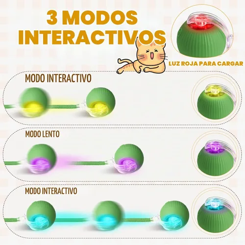 Vista 3 de WinnerWhy Paquete de 6 bolas interactivas para gatos de 360° automáticas, nuevas bolas interactivas recargables regalos para amantes de los gatos