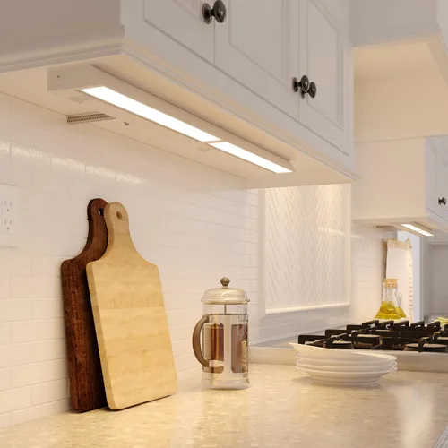 Vista 6 de GetInLight luz LED para parte inferior de gabinete, giratoria, de 3 niveles de color, para atenuador, con cables y enchufe, blanco cálido de 2,700
