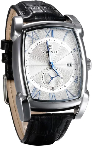 Vista 2 de JewelryWe - Reloj de pulsera de cuarzo con calendario cuadrado para hombre
