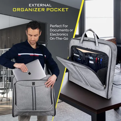 Vista 6 de ZEGUR Bolsa de ropa para viajes y viajes de negocios con correa para el hombro, Gris de lujo.