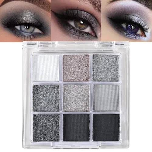 Vista 15 de Erinde Paleta de maquillaje de sombra de ojos de 9 colores con purpurina y lavanda brillante y mate, violeta, malva, púrpura oscura, plateado