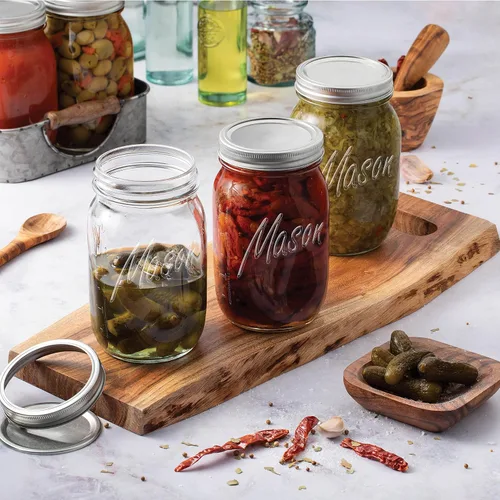Vista 3 de Paksh - Tarros Mason de boca ancha de 32 onzas, tarros Mason con tapas, paquete de 2 32 oz mason jars, glass quart mason jars wide mouth with