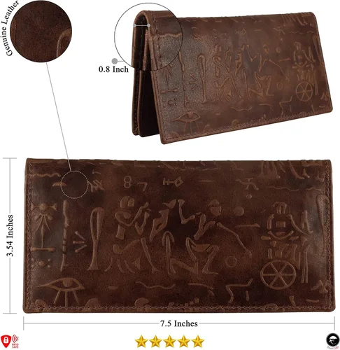 Vista 3 de Mou Meraki Cartera larga plegable de piel auténtica para hombre con bloqueo RFID