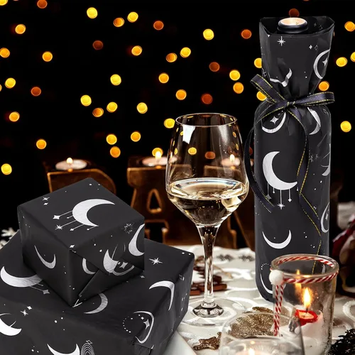 Vista 5 de HolyMaji 25 hojas de papel de seda de luz de luna para embalaje de pequeñas empresas de 20 × 28 pulgadas, papel de regalo de luna impreso a granel