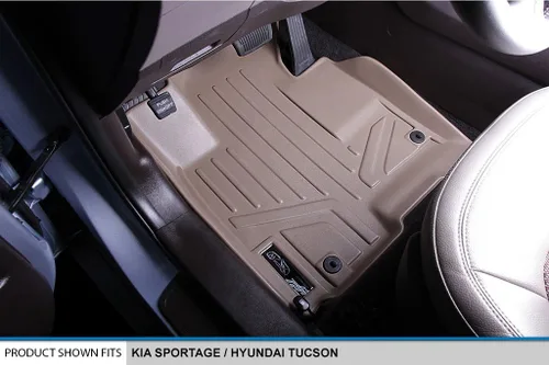 Vista 2 de SMARTLINER Juego de alfombrillas de piso de ajuste personalizado de 2 filas para Hyundai Tucson 2010-2013