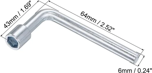 Vista 2 de uxcell Llave hexagonal abierta en forma de L métrica de 0.276 in con 6 puntos, de un solo extremo