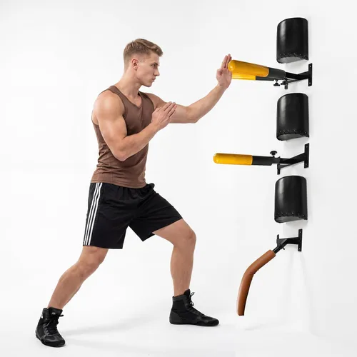 Vista 8 de SYNTECSO Maniquí Wing Chun para entrenamiento de artes marciales, 3 modelos disponibles, montado en la pared o portátil para árbol u objetos blandos