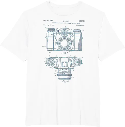 Vista 7 de Fotografía amante regalo cámara vintage esquema camiseta Negro