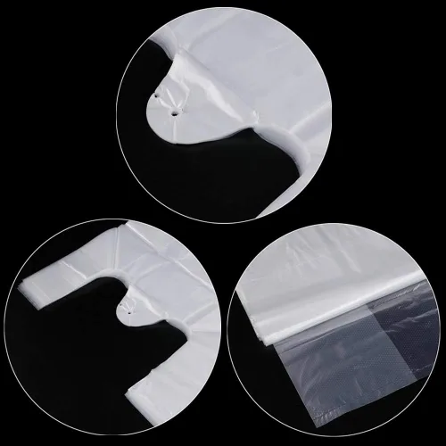 Vista 3 de Bolsos de compras plásticos transparentes de la camiseta de la manija, 400 bolsos reutilizables del transporte de las cuentas Plastic T Shirt
