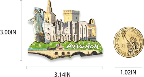 Vista 3 de Imán de Francia Aviñón para nevera de madera 3D Monumentos de viaje coleccionables, recuerdos, decoración hecha a mano, 2