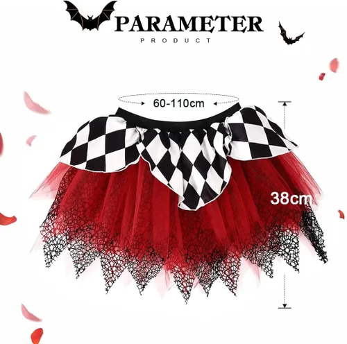 Vista 2 de Kakaco Falda tutú gótica de Halloween, tutús de tul en capas, falda tutú para cosplay, festival, actuación, tutús para mujeres y niñas
