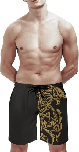 Vista 4 de Símbolo vikingo Fenrir Wolf Mitología nórdica Hombre Verano de secado rápido Traje de baño Casual Board Shorts Ropa de playa para niños y hombres