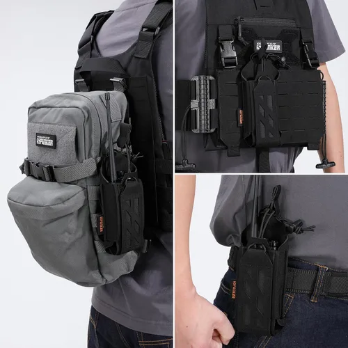 Vista 6 de EXCELLENT ELITE SPANKER Funda táctica universal para radio con sistema Molle, ajustables para cinturón de servicio, chaleco para walkie talkie