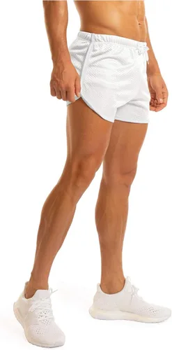 Vista 3 de Ouber Pantalones cortos ajustados para hombre, culturismo, entrenamiento, gimnasio, correr, pantalones cortos ajustados