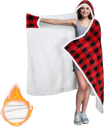 Vista 7 de Manta con capucha, cálida y acogedora manta de poncho suave, capa de forro polar, regalos para mujeres, Guepardo