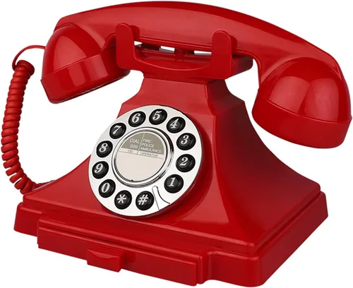 Vista 10 de Teléfono vintage con cable, teléfonos fijos retro para el hogar, teléfono de trabajo antiguo de una sola línea con timbre fuerte para personas Negro