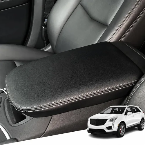 Vista 95 de Great-luck Funda de cuero para consola central, almohadilla para reposabrazos, accesorios de cubierta de caja (costuras rojas) para BMW X1 2023 2024