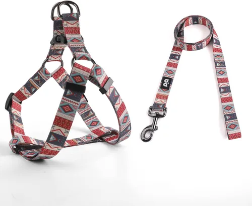 Vista 21 de QQPETS Juego de correa de arnés para perro, ajustable, resistente, sin tirones, arnés halter para perros de razas pequeñas, medianas y grandes, clip