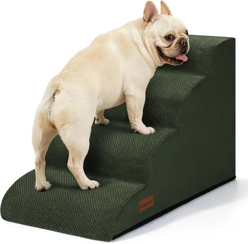 Vista 20 de Aodisman Escaleras para perros pequeños,Rampa para perros de 3 escalones Beige