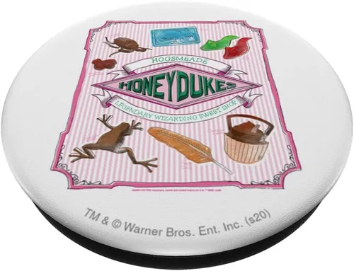 Vista 2 de Harry Potter Honeydukes Hogsmeade etiqueta PopSockets agarre y soporte para teléfonos y tabletas, Negro