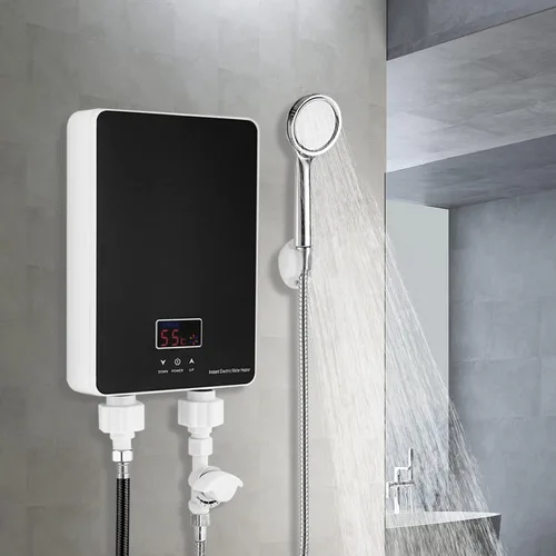 Vista 4 de Calentador de agua sin tanque, calentador de agua eléctrico de 6000 W con pantalla LED, calentador de agua caliente instantáneo de 110 V bajo