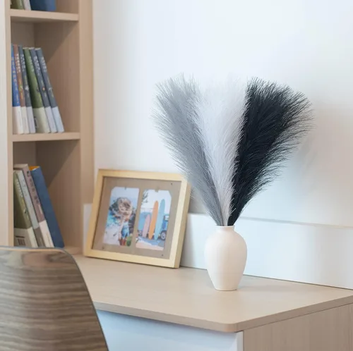Vista 4 de Hierba de pampa sintética decorativa, 18 pulgadas/45 cm, hierba artificial de pampas esponjosa, arreglo floral pomposo de 6 tallos para decoración