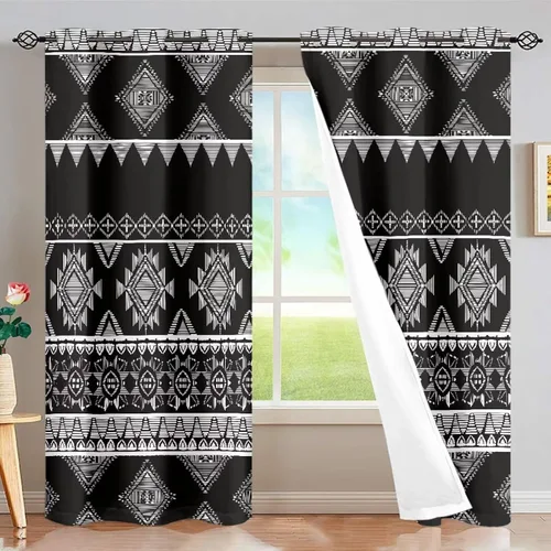 Vista 50 de Dreaweet African Tribal Blackout Curtains 63 Inch Long 2 Panels Set Bohemian Ethnic Geometric Grommet Top Thermal Insulated Curtains for Living Room