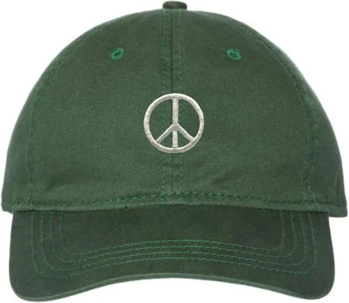 Vista 7 de Go All Out Sombrero de papá bordado con signo de paz para adultos Negro