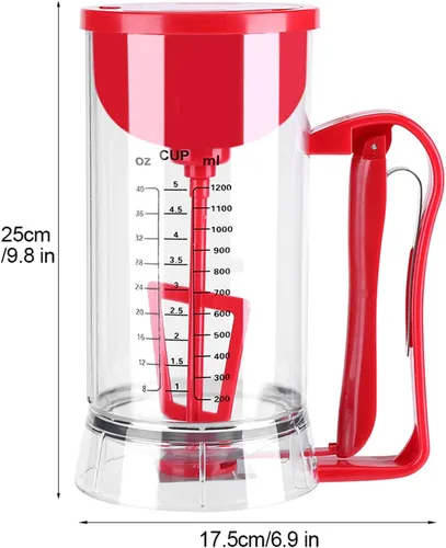 Vista 5 de Keenso Dispensador eléctrico de masa para panqueques, dosificador mezclador de capacidad de 40.6 fl oz para hornear cupcakes, magdalenas