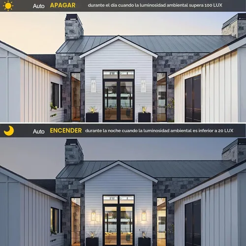 Vista 3 de Faroles de pared para exteriores de atardecer a amanecer, accesorios de pared con sensor para casa, lámpara de porche resistente al óxido, lámpara